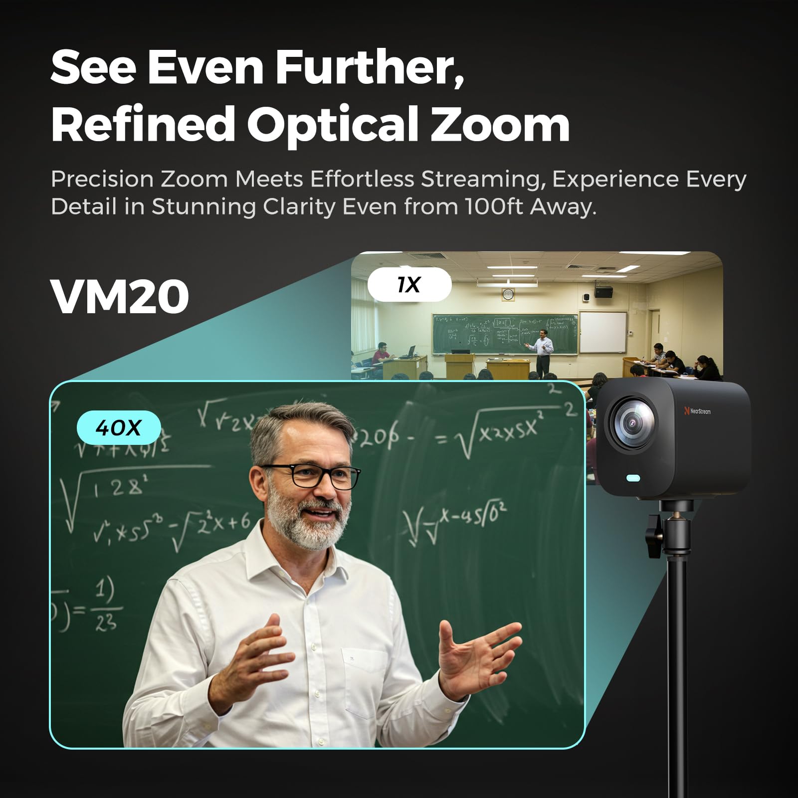 NearStream VM20 Wired Streaming Camera 4K with 40X Hybrid Zoom/8